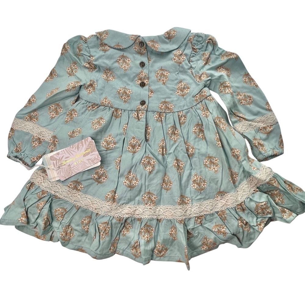 NEW Tommy Bahama Floral Dress Sherpa Vest‎ Peter Pan Collar Long Sleeve 18 month